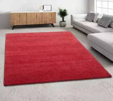 Шерстяной ковер THEKO "Gabbeh Uni, ковер ручной работы, крапчатый, чистая шерсть, ручная работа", прямоугольный, для спальни, гостиной, столовой, также в виде дорожки или круглый 160х230 см, красный