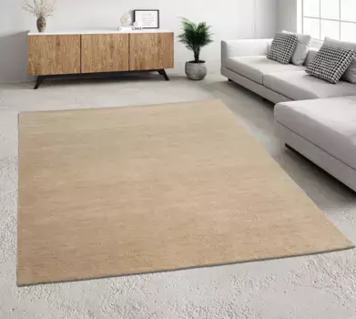 Шерстяной ковер THEKO "Gabbeh Uni, ковер ручной работы, крапчатый, чистая шерсть, ручная работа", прямоугольный, для спальни, гостиной, столовой, также в виде дорожки или круглый 60х90 см, бежевый