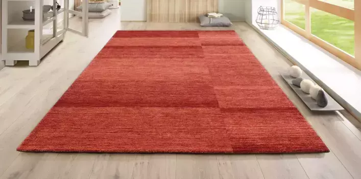 Шерстяной ковер THEKO "Jorun, чистая шерсть, ручная работа, ковры ручной работы", прямоугольный, для гостиной, спальни, столовой, также в качестве дорожки 120х180 см, красный