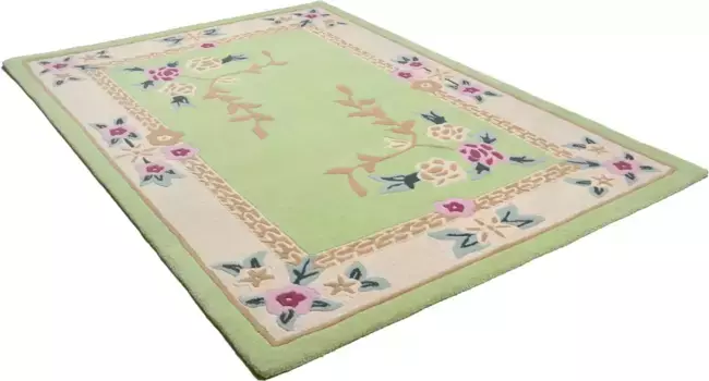 Шерстяной ковер THEKO "Lifou", прямоугольный, чистая шерсть, ручная работа, с каймой 140х200 см, зеленый