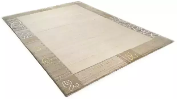 Шерстяной ковер THEKO "Natural Garden", прямоугольный, из чистой шерсти, с бордюром, идеально подходит для гостиной и спальни 60х90 см, серый