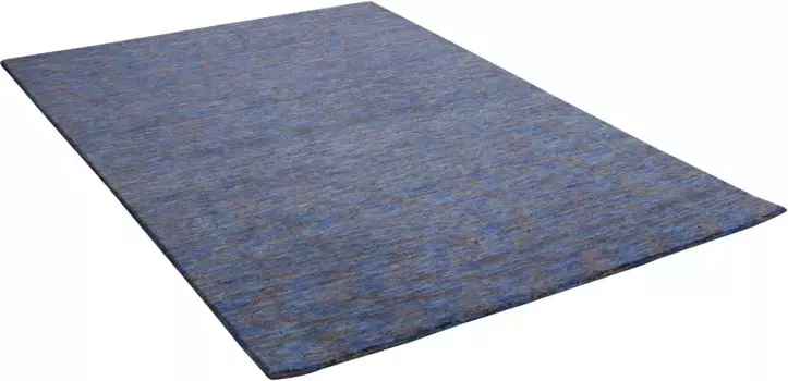 Шерстяной ковер THEKO "Nebraska Uni", прямоугольный, из чистой шерсти, сотканный вручную, идеально подходит для гостиной и спальни 90х160 см, бирюзовый