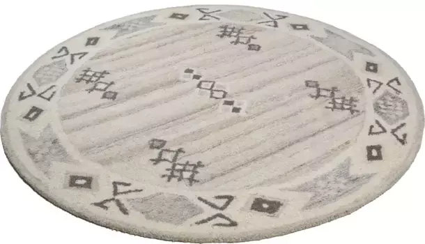 Шерстяной ковер THEKO "Royal Berber", круглый, берберский вид, чистая шерсть, идеально подходит для гостиной и спальни 150 см, цвет creme