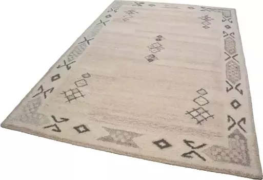 Шерстяной ковер THEKO "Royal Berber", прямоугольный, берберский вид, чистая шерсть, идеально подходит для гостиной и спальни 70х140 см, цвет creme