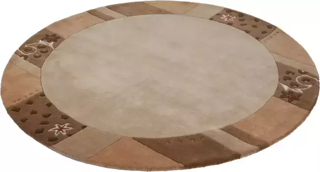 Шерстяной ковер THEKO "Royal Ganges", круглый, из чистой шерсти, с каймой, идеально подходит для гостиной и спальни 200 см, цвет creme