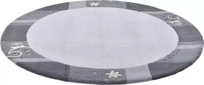 Шерстяной ковер THEKO "Royal Ganges", круглый, из чистой шерсти, с каймой, идеально подходит для гостиной и спальни 150 см, цвет silberfarben