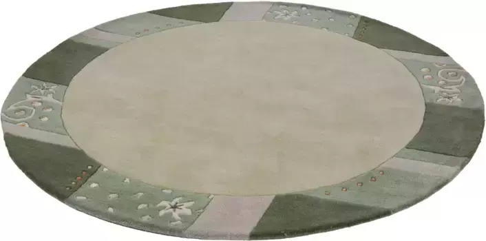 Шерстяной ковер THEKO "Royal Ganges", круглый, из чистой шерсти, с каймой, идеально подходит для гостиной и спальни 200 см, зеленый