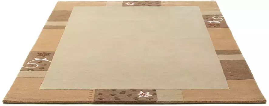 Шерстяной ковер THEKO "Royal Ganges", прямоугольный, из чистой шерсти, с бордюром, идеально подходит для гостиной и спальни 60х90 см, цвет creme