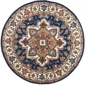 Шерстяной ковер THEKO "Royal Heriz", круглый, из чистой шерсти, восточного вида, идеально подходит для гостиной и спальни 150 см, синий