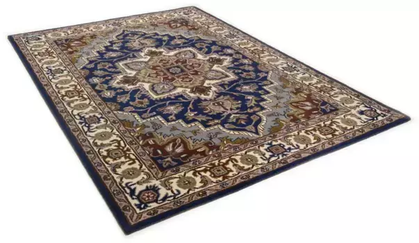 Шерстяной ковер THEKO "Royal Heriz", прямоугольный, из чистой шерсти, восточного вида, идеально подходит для гостиной и спальни 60х90 см, синий