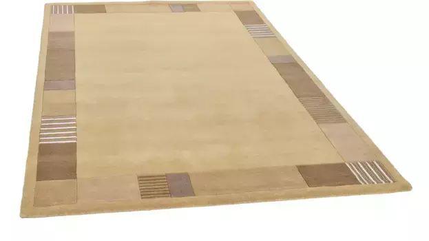 Шерстяной ковер THEKO "Royal Nepali 3085", прямоугольный, чистая шерсть, ручная прошивка, однотонный, с каймой, современный дизайн 90х160 см, цвет orange