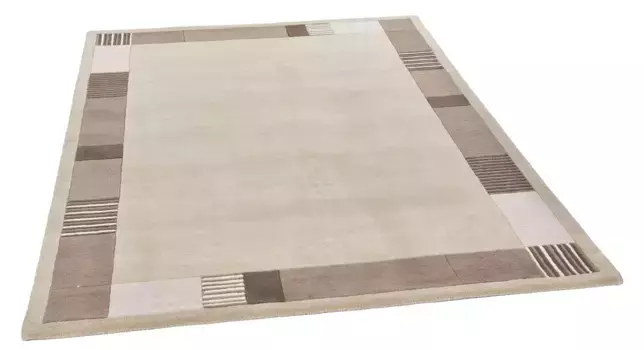 Шерстяной ковер THEKO "Royal Nepali 3085", прямоугольный, чистая шерсть, ручная прошивка, однотонный, с каймой, современный дизайн 250х350 см, бежевый