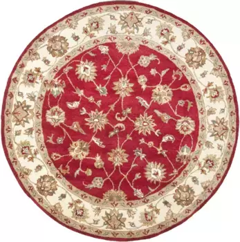 Шерстяной ковер THEKO "Royal Ziegler 503", круглый, чистая шерсть, ручная прошивка, восточный вид 190 см, красный
