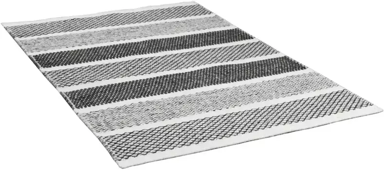 Шерстяной ковер THEKO "TRONDHEIM 03", прямоугольный, ковер ручной работы, плоское плетение, чистая шерсть, ручная работа, полосатый 160х230 см, серый