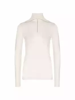 Шерстяной лонгслив на молнии Jil Sander, бежевый