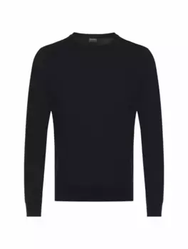 Шерстяной лонгслив Zegna, тёмно-синий