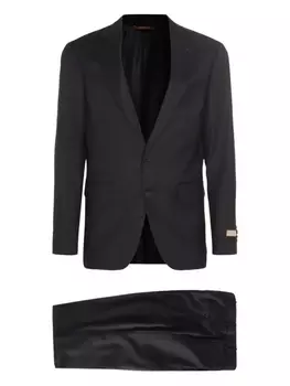 Шерстяной однобортный костюм Canali, черный