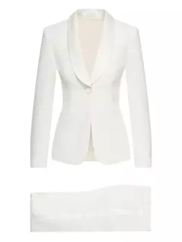 Шерстяной однобортный костюм Giorgio Armani, белый