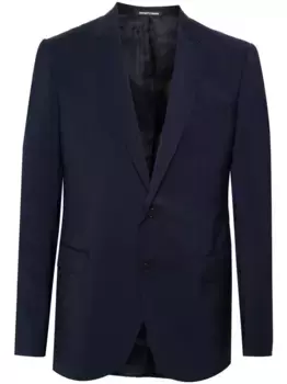 Шерстяной однобортный пиджак EMPORIO ARMANI, синий