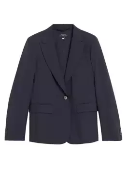Шерстяной однобортный пиджак Weekend Max Mara, темно-синий