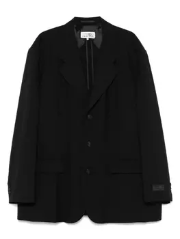 Шерстяной пиджак MM6 Maison Margiela, черный
