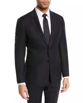 Шерстяной пиджак на двух пуговицах, темно-синий Emporio Armani, цвет Navy