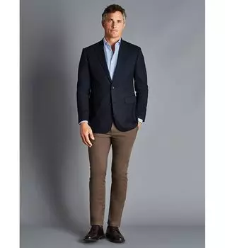 Шерстяной пиджак обычного кроя Charles Tyrwhitt, темно-синий