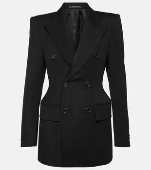 Шерстяной пиджак «песочные часы» Balenciaga, черный
