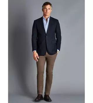Шерстяной пиджак приталенного кроя Charles Tyrwhitt, темно-синий