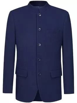 Шерстяной пиджак с воротником-стойкой Shanghai Tang, синий