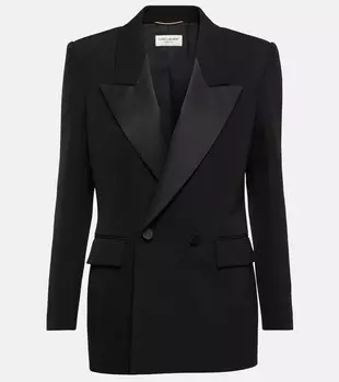 Шерстяной пиджак-смокинг SAINT LAURENT, черный
