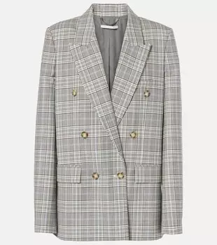 Шерстяной пиджак в клетку «Принц Уэльский» Stella Mccartney, цвет blue/ivory