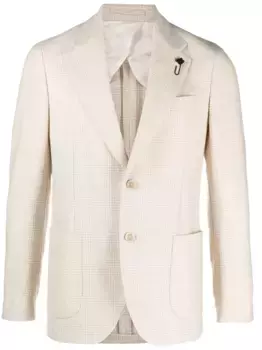 Шерстяной пиджак в клетку Prince of Wales Lardini, нейтральный