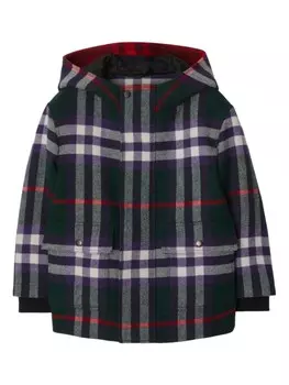 Шерстяной пиджак в клетку Vintage Check Burberry Kids, зеленый
