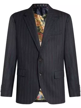 Шерстяной пиджак в тонкую полоску ETRO, синий