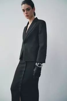 Шерстяной пиджак ZARA, серый