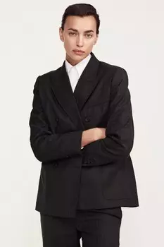 Шерстяной пиджак ZARA, темный антрацит