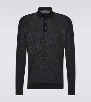 Шерстяной поло свитер Zegna, черный