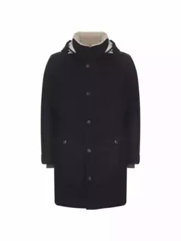 Шерстяной пуховик Brunello Cucinelli, тёмно-синий