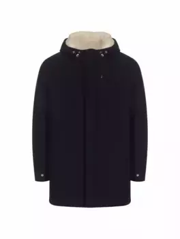 Шерстяной пуховик Eleventy, тёмно-синий