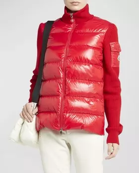 Шерстяной пуховик из смешанной техники Moncler