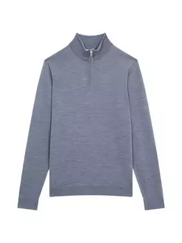Шерстяной пуловер Blackhall с молнией до половины Reiss, черный