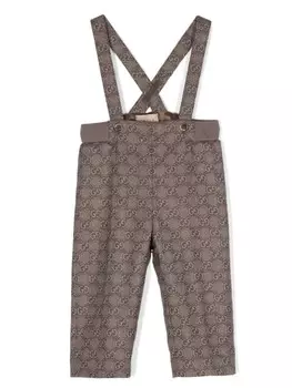 Шерстяной ромпер с логотипом GG Gucci Kids, коричневый