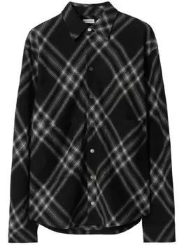 Шерстяной рубашка в клетку Burberry, черный