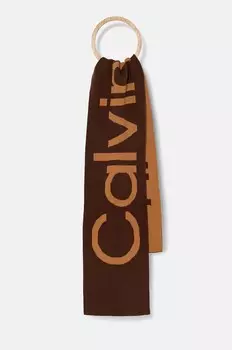 Шерстяной шарф Calvin Klein, коричневый