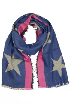 Шерстяной шарф COLLEZIONE ALESSANDRO "Звезды" с содержанием шерсти, производство Италия, цвет Royal