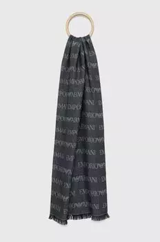 Шерстяной шарф Emporio Armani, темно-синий