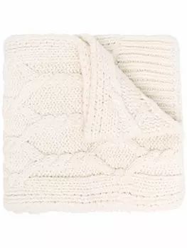 Шерстяной шарф фактурной вязки Jil Sander, белый