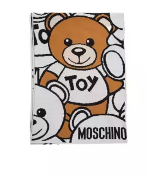 Шерстяной шарф макси с логотипом Moschino, белый