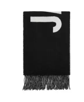 Шерстяной шарф R с бахромой Jacquemus, черный